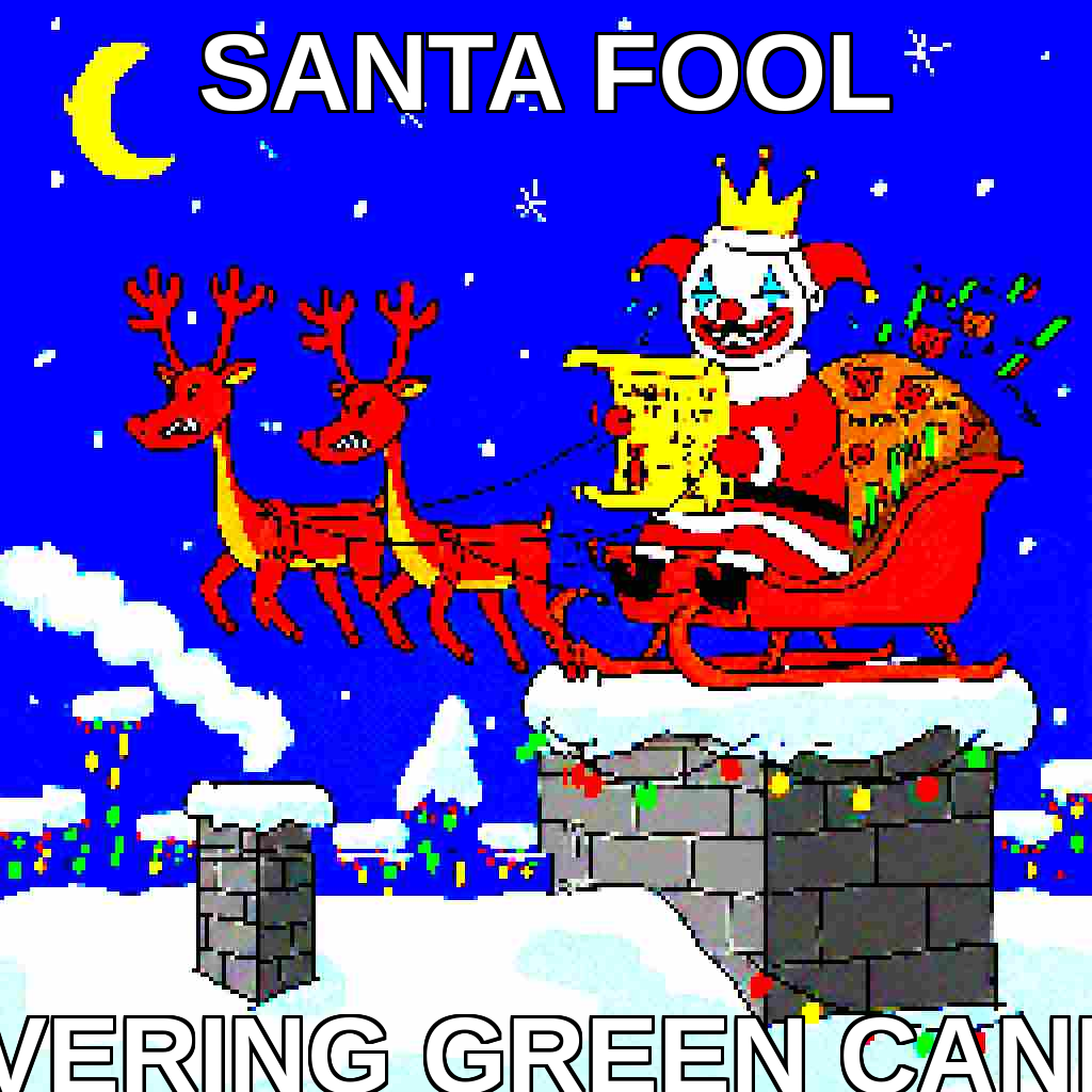 Santa Delivering Green Candles